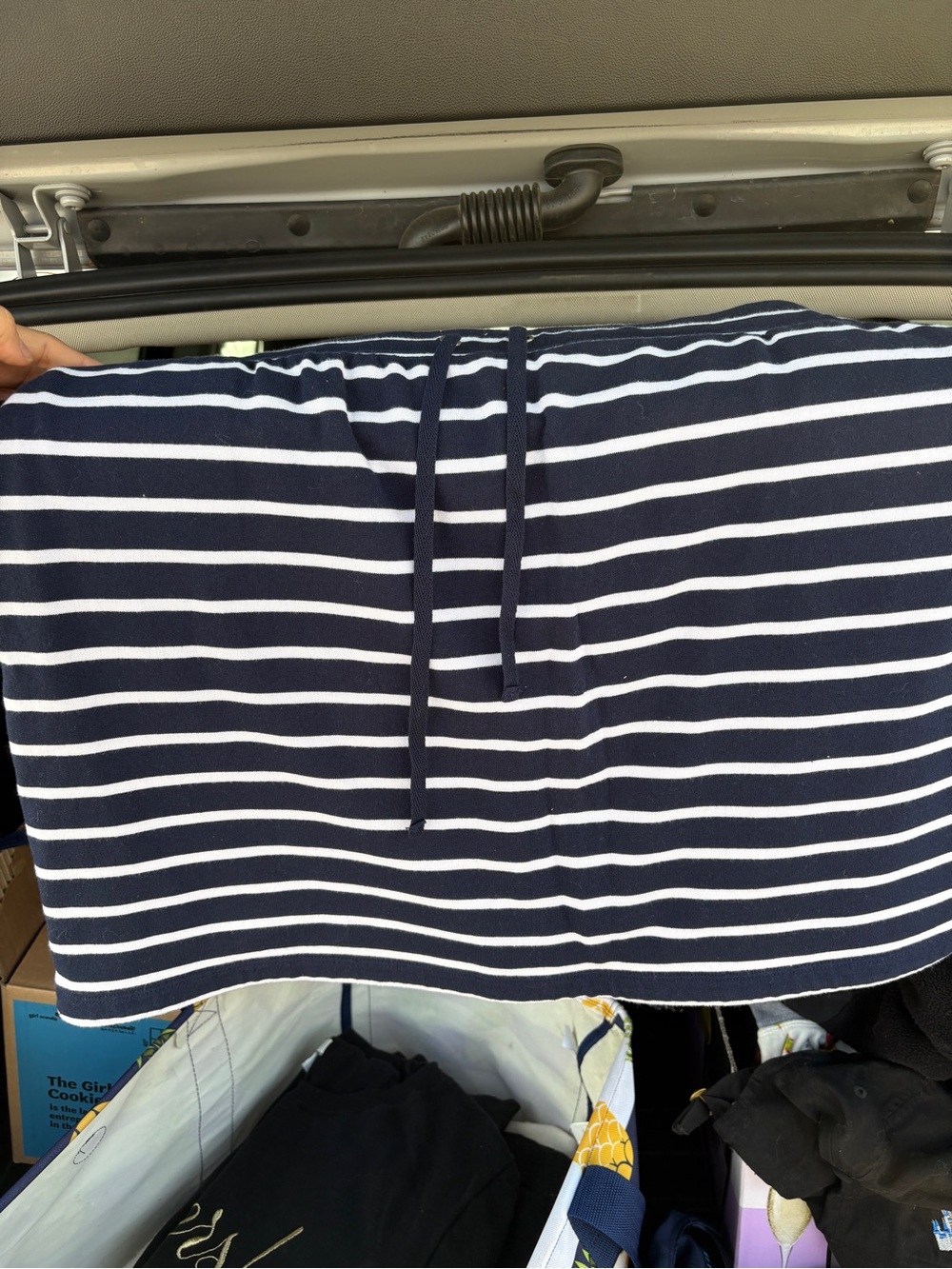 Karen Scott Navy and White Striped Skirt